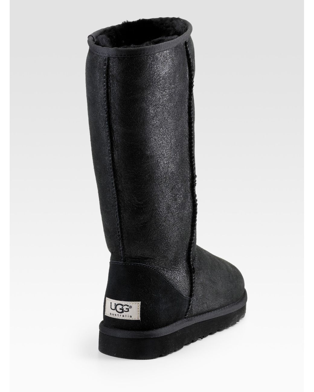 UGG Classic Leather Tall Bomber Boots in Black | Lyst