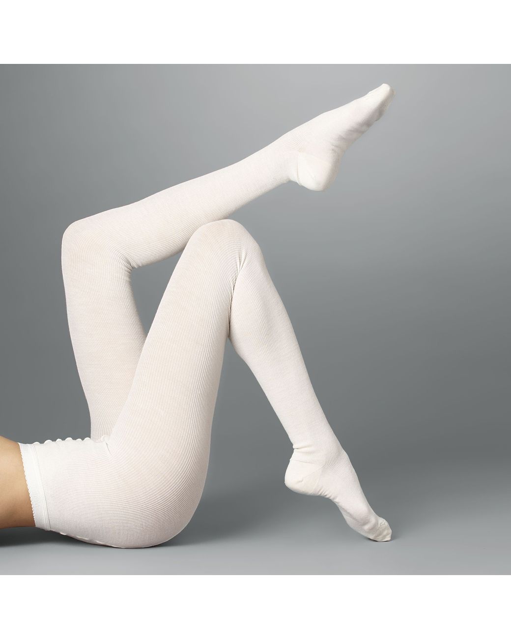 Wolford Ribbed Merino Wool Tights in White
