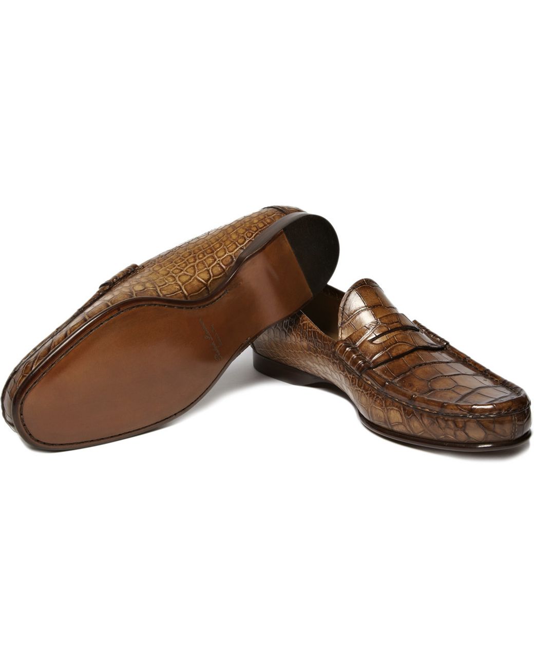 Ralph Lauren Alligator Leather Penny Loafers in Brown for  display picture 2