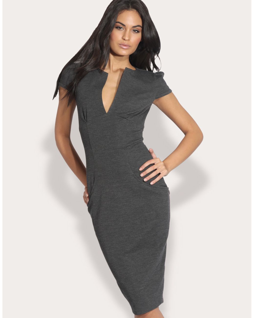 ASOS Collection Asos Ponti Pencil Dress with Pockets in Gray Lyst