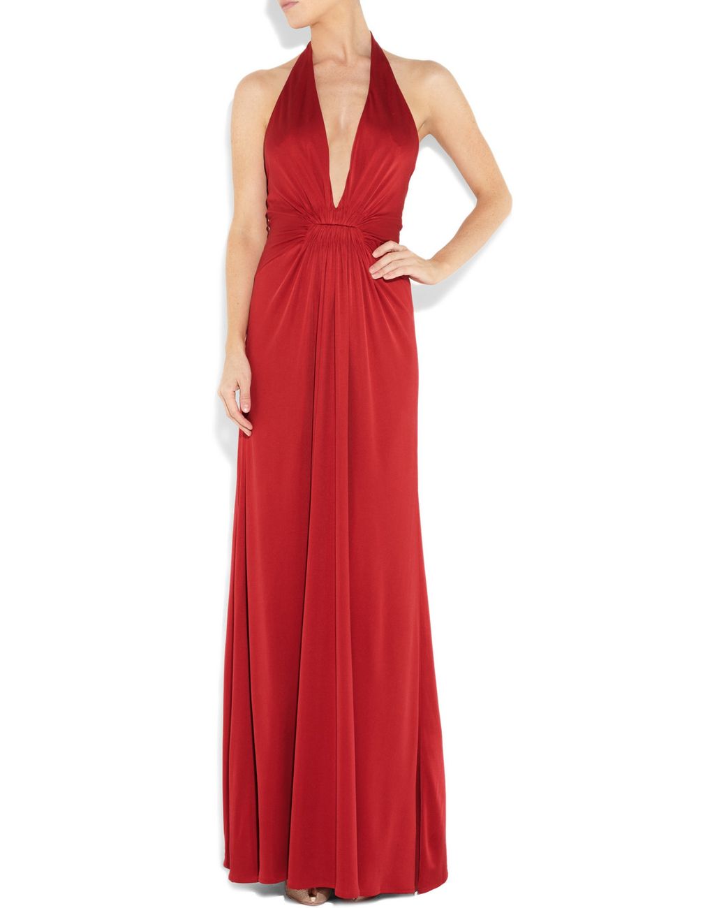 Red silk hotsell halter dress