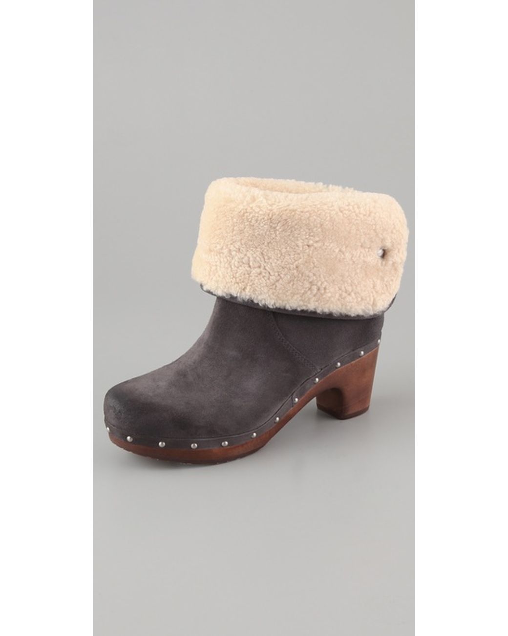 UGG Lynnea Suede Clog Booties in Black | Lyst