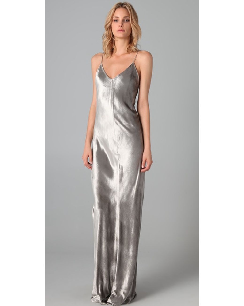 T By Alexander Wang Panne Velvet Cami Long Dress in Metallic Lyst Canada