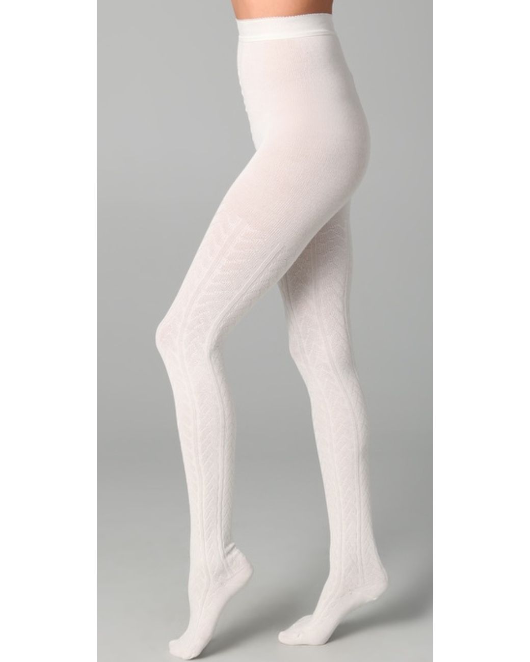 FALKE Striggings Cable Knit Tights in White