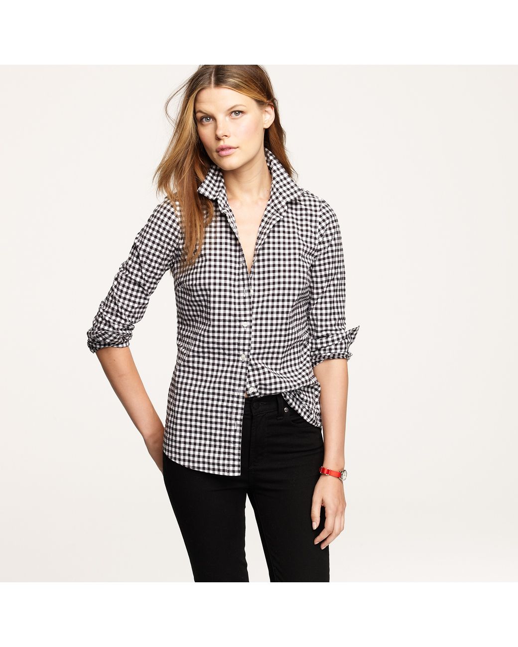 J.Crew Perfect Shirt in Gingham in Black Lyst