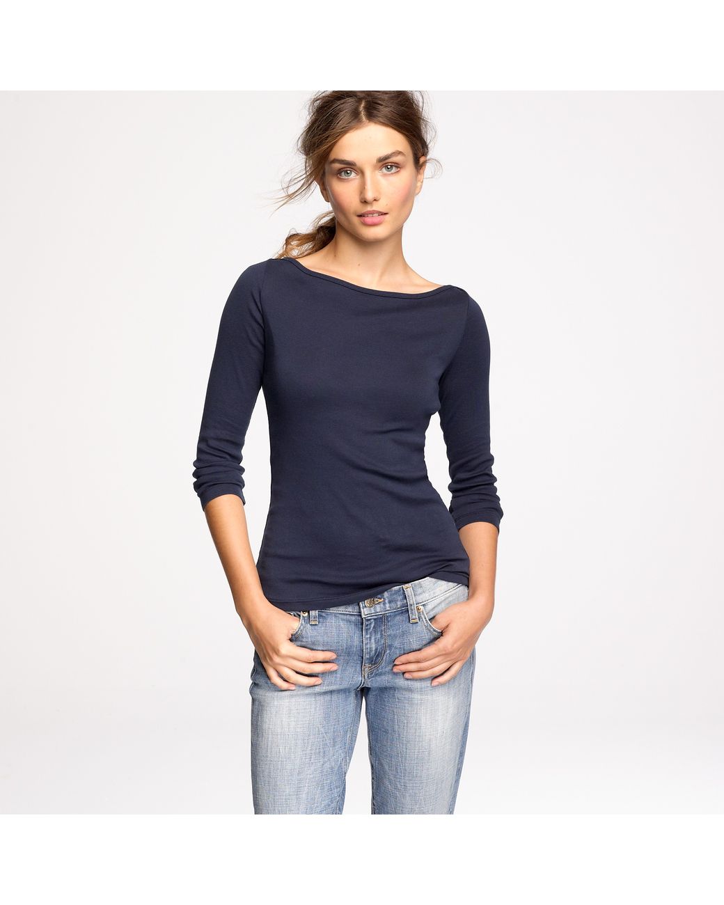 J.Crew Perfectfit Boatneck Tee in Blue Lyst