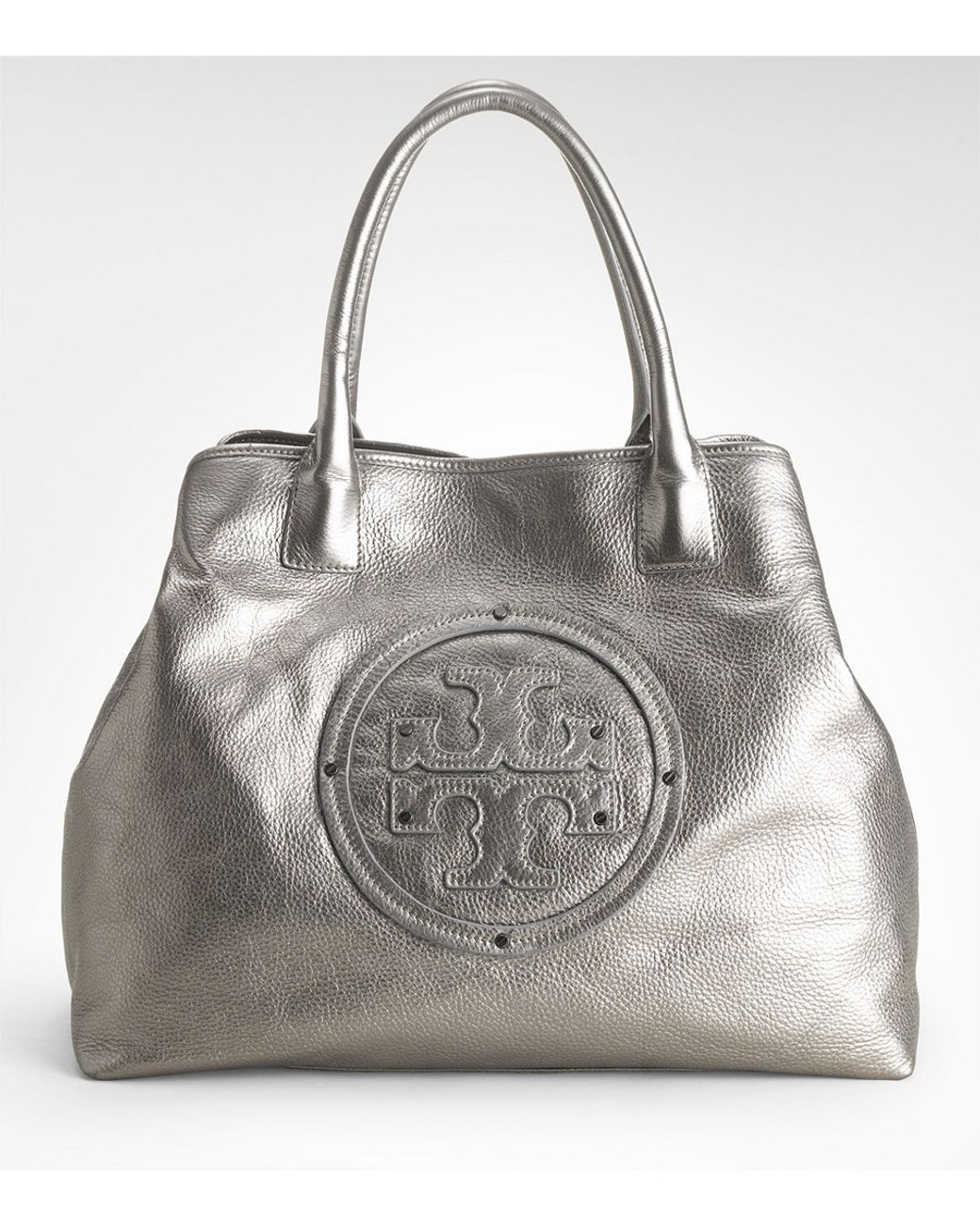 Tory Burch Metallic Stacked Logo Classic Tote Lyst