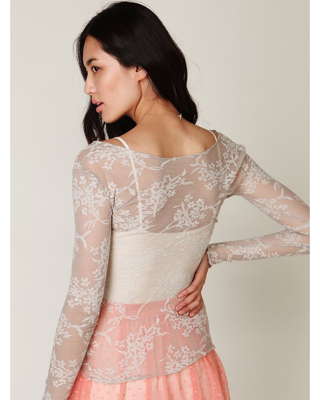 Free People Floral Burnout Henley in Natural Lyst