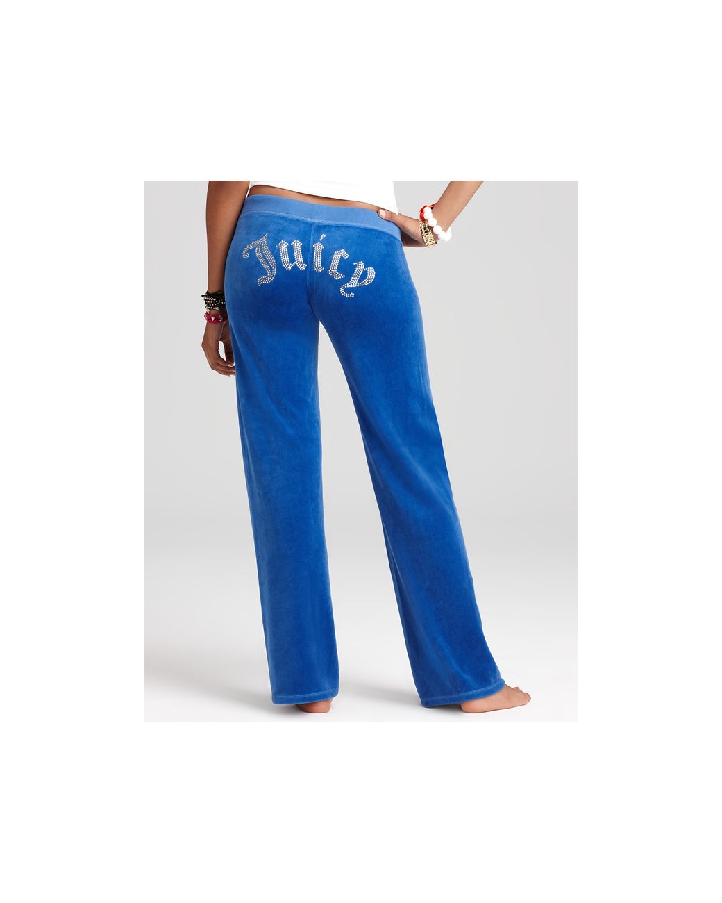 Juicy Couture Original Leg Velour Pants with Logo in Blue | Lyst