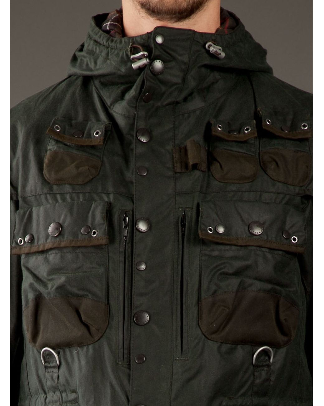 Barbour Military Jacket in Sage (Black 