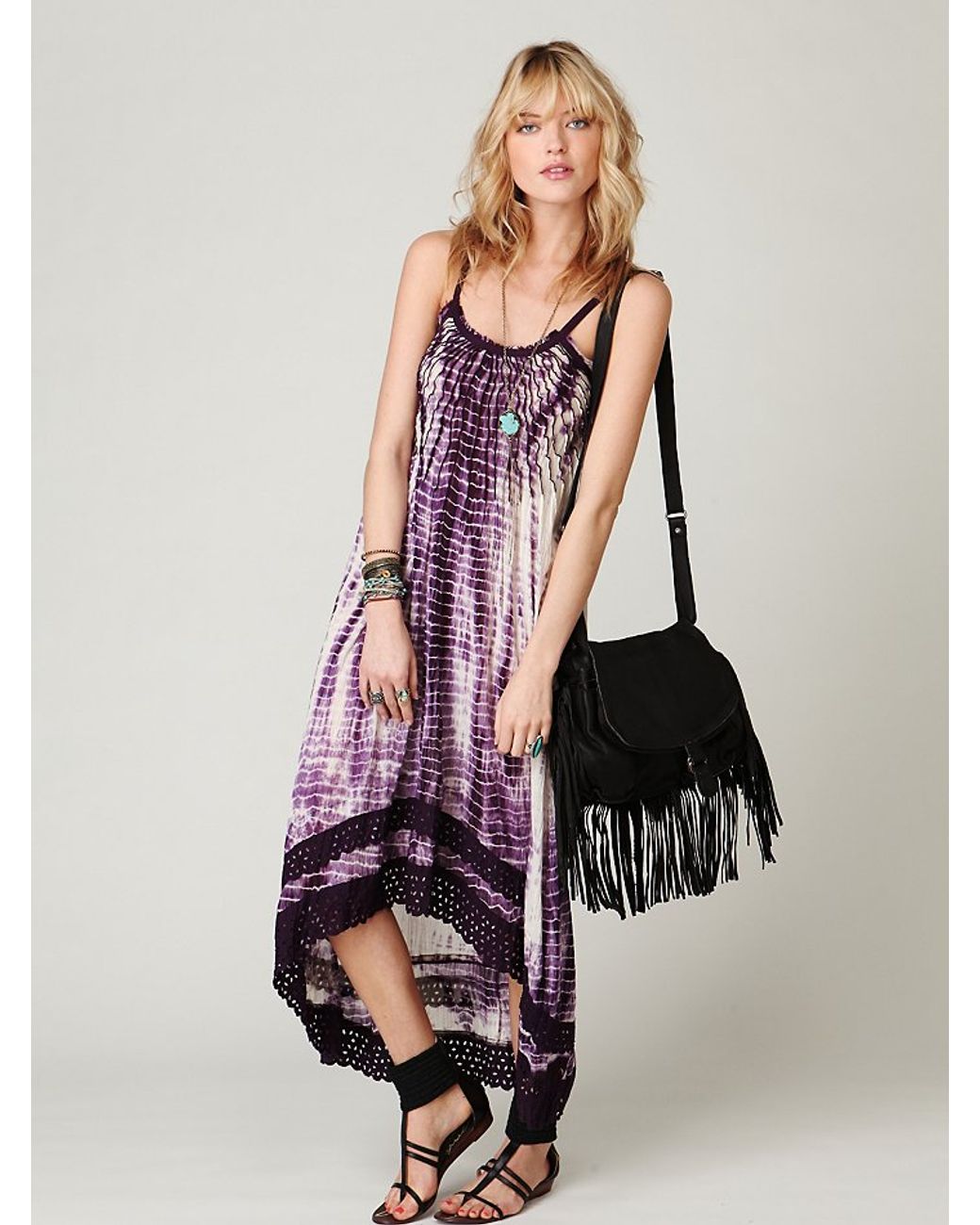 Free People Fp One Tie Dye Sunburst Maxi Dress in Purple