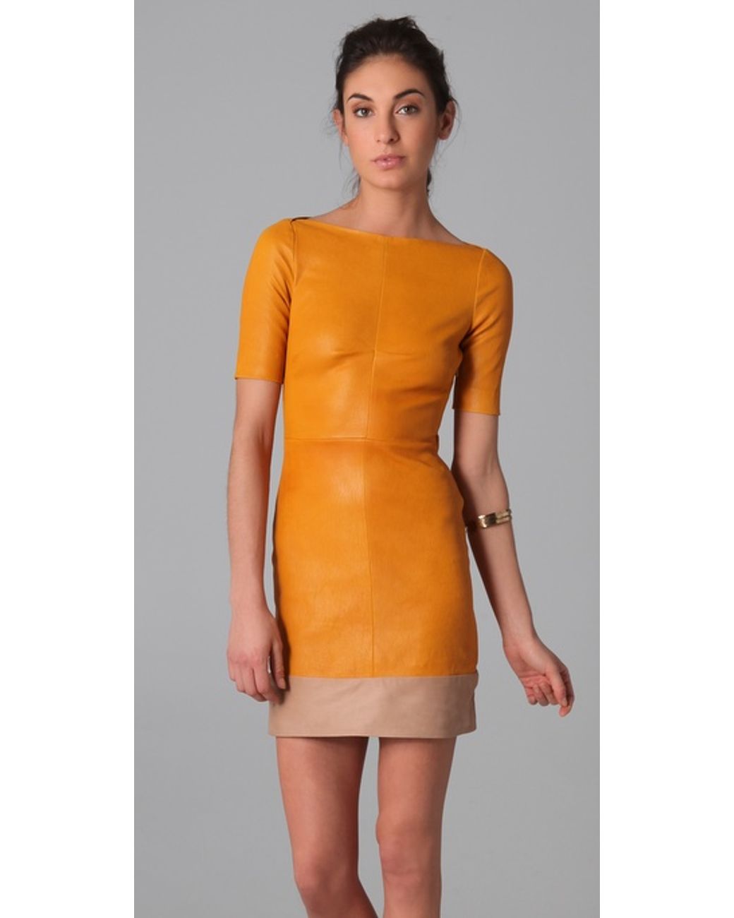 A.L.C. Leather Dress in Yellow | Lyst