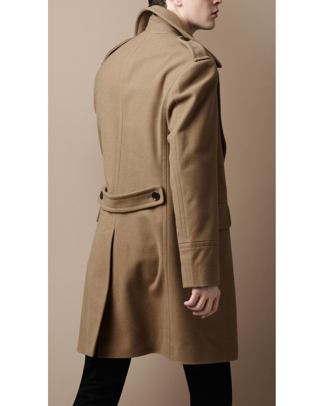 Burberry Brit Wool Officer Coat in Natural for Men | Lyst