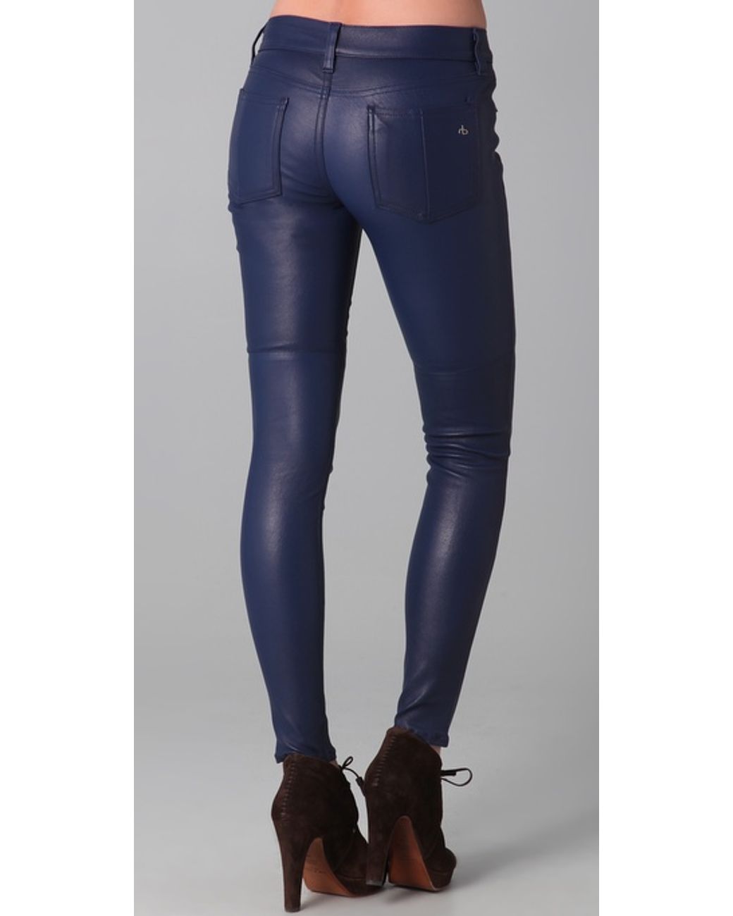 Navy faux leather pants discount