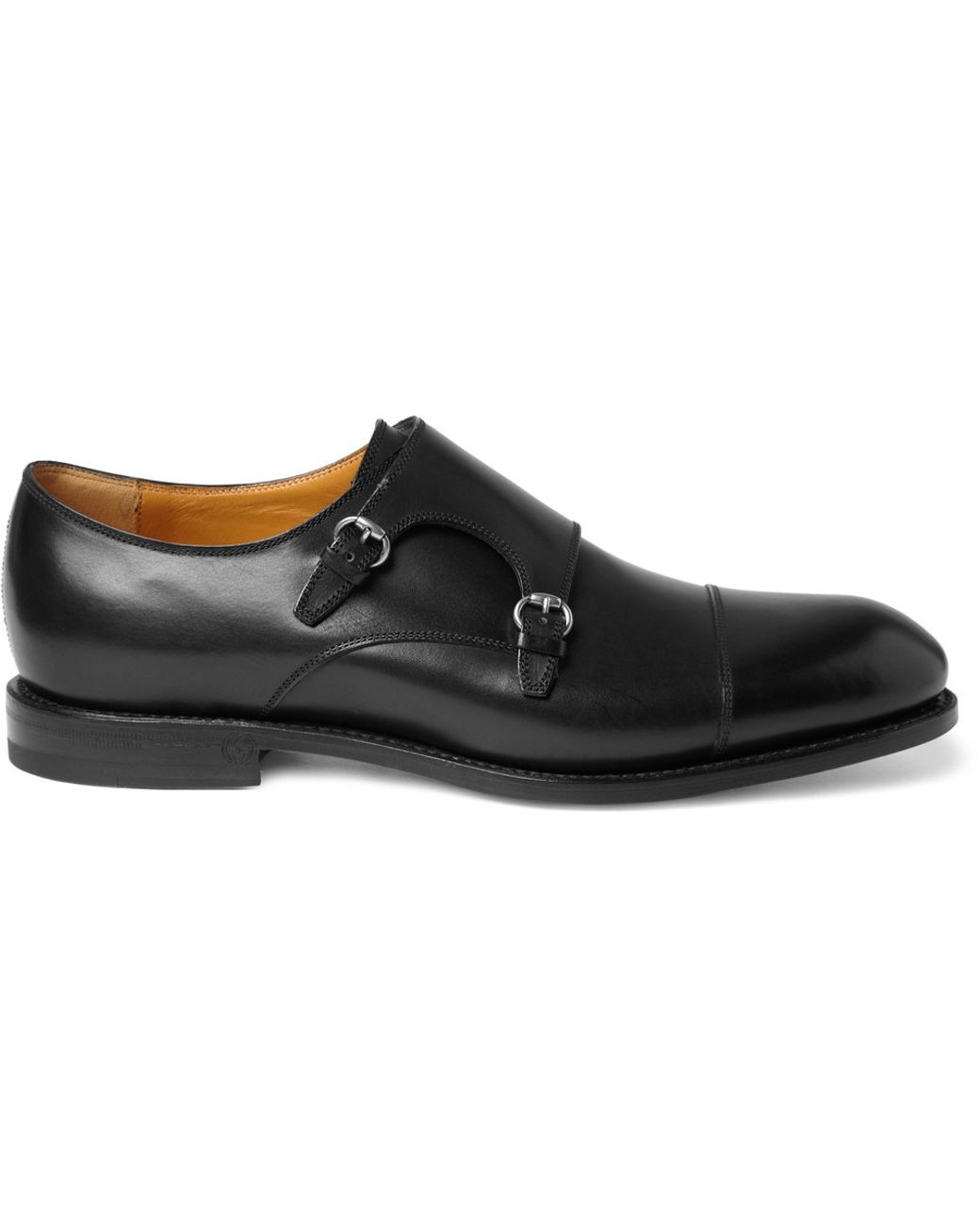 Gucci Double Monk-strap Leather Shoes in Black for Men | Lyst