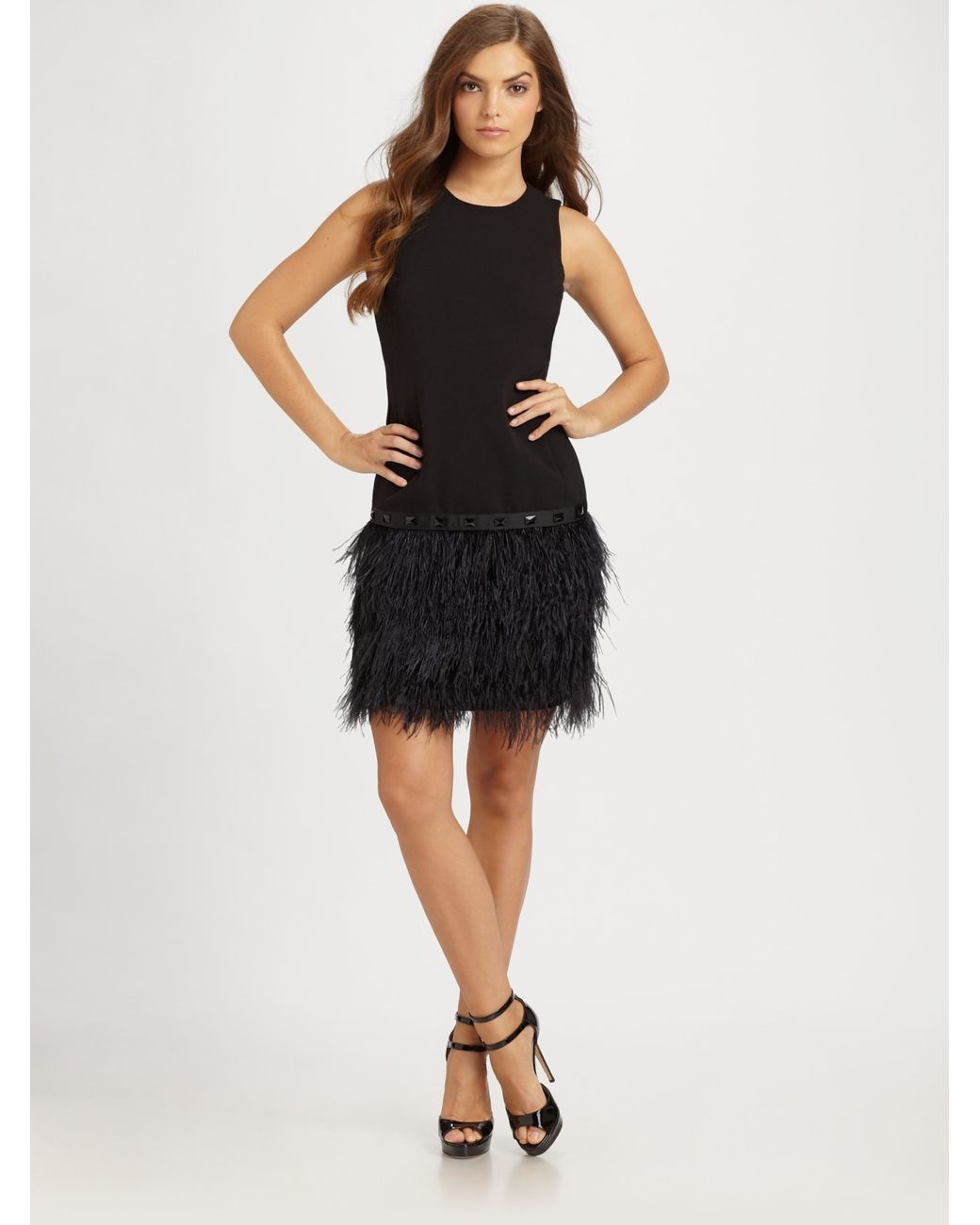 MICHAEL Michael Kors Feather Trim Dress 