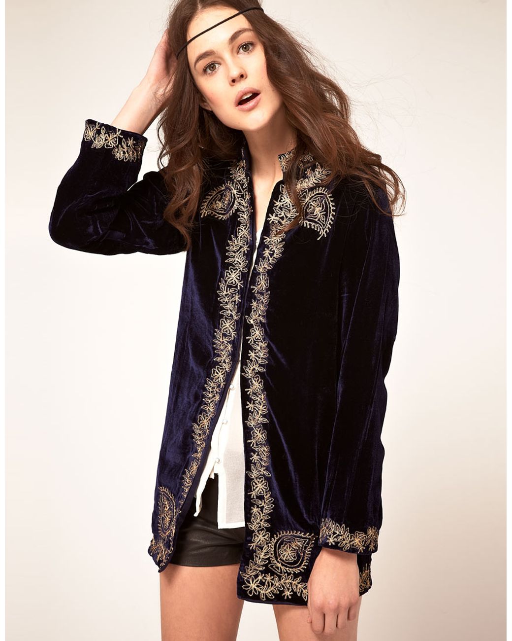 Winter Kate Sweet Sargeant Velvet Embroidered Jacket in Black Lyst