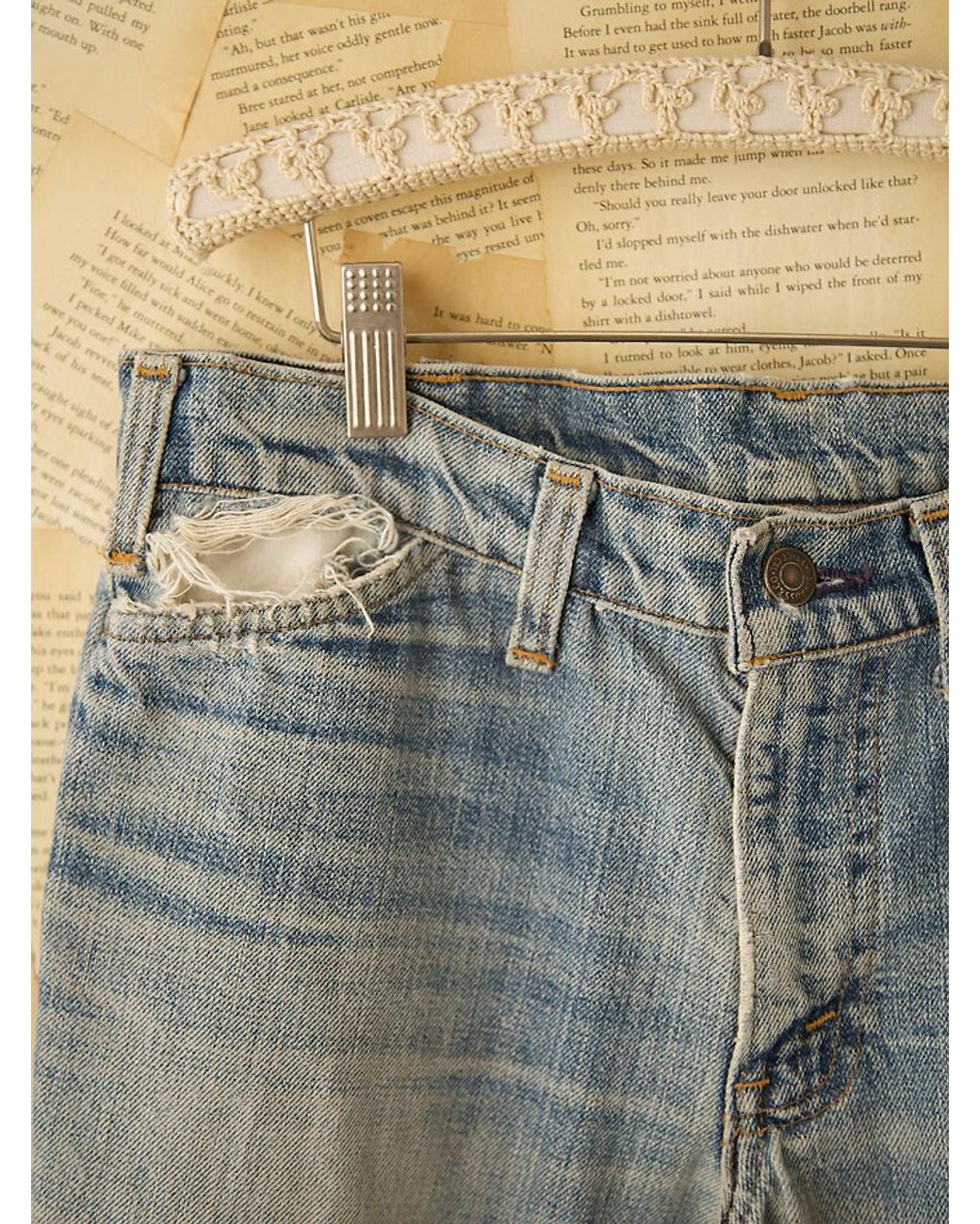 Free People Vintage Levis Patched Jeans in Blue | Lyst