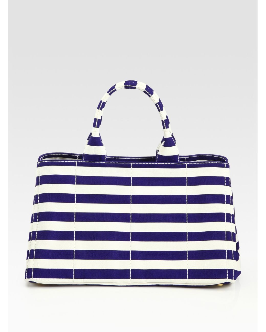Prada Stripe Canvas Tote Bag in Blue | Lyst