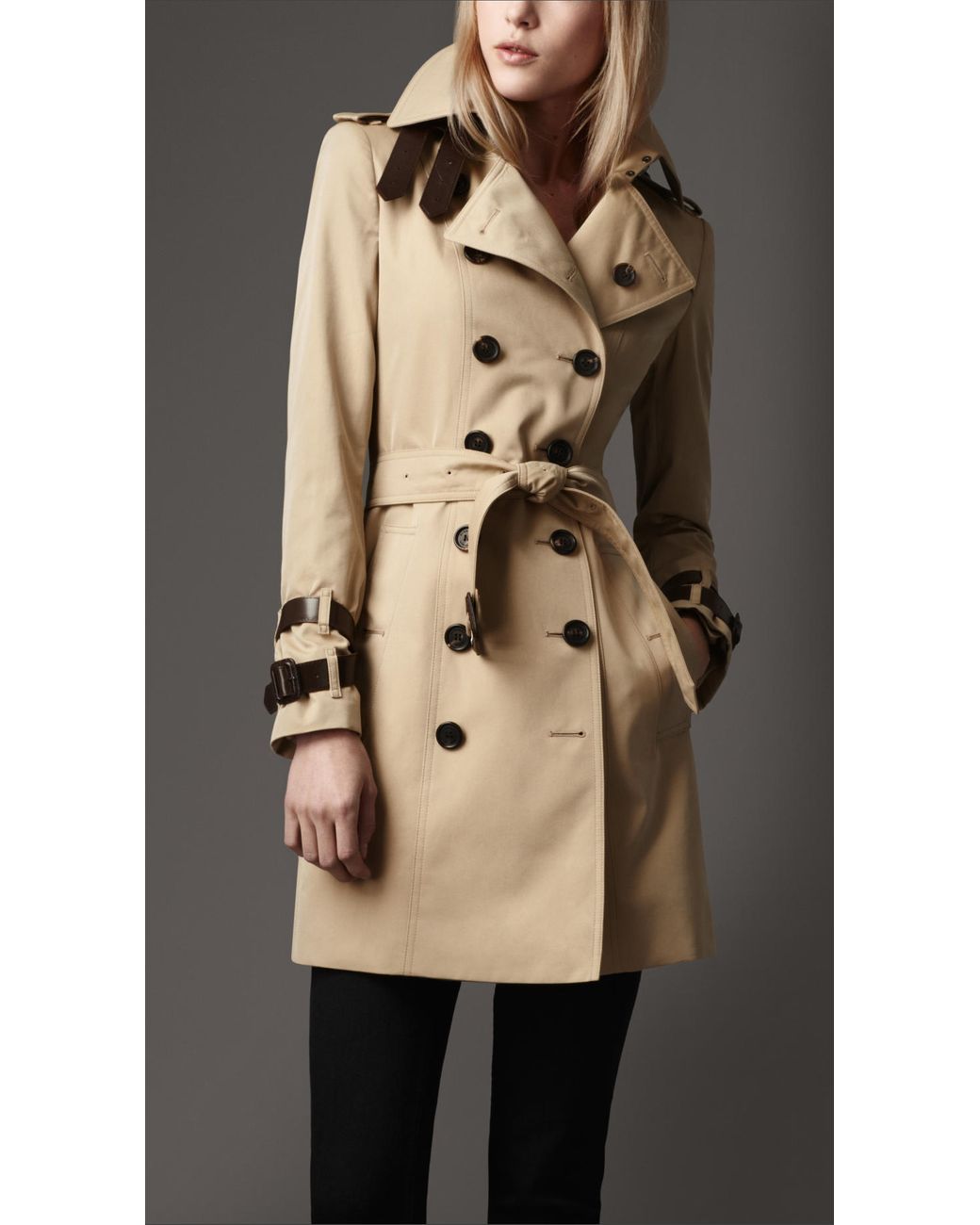 Burberry Leather Belt Trench Coat in Natural | Lyst