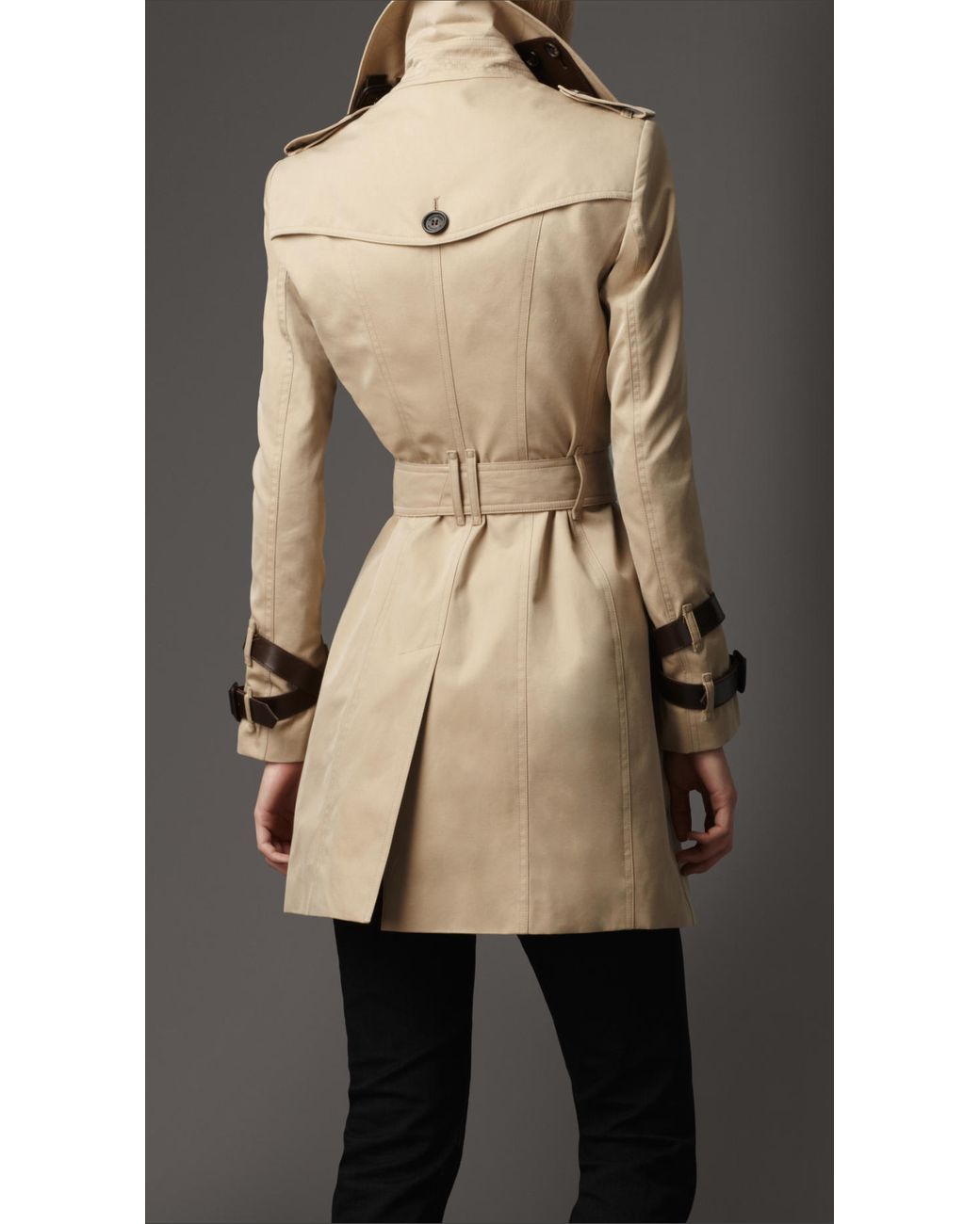 Burberry Leather Belt Trench Coat in Natural | Lyst