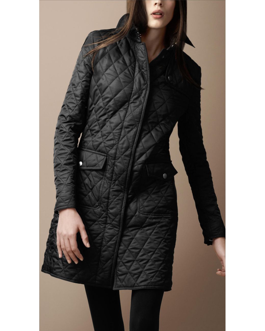 Burberry Brit Diamond Quilted Trench Coat in Black | Lyst UK