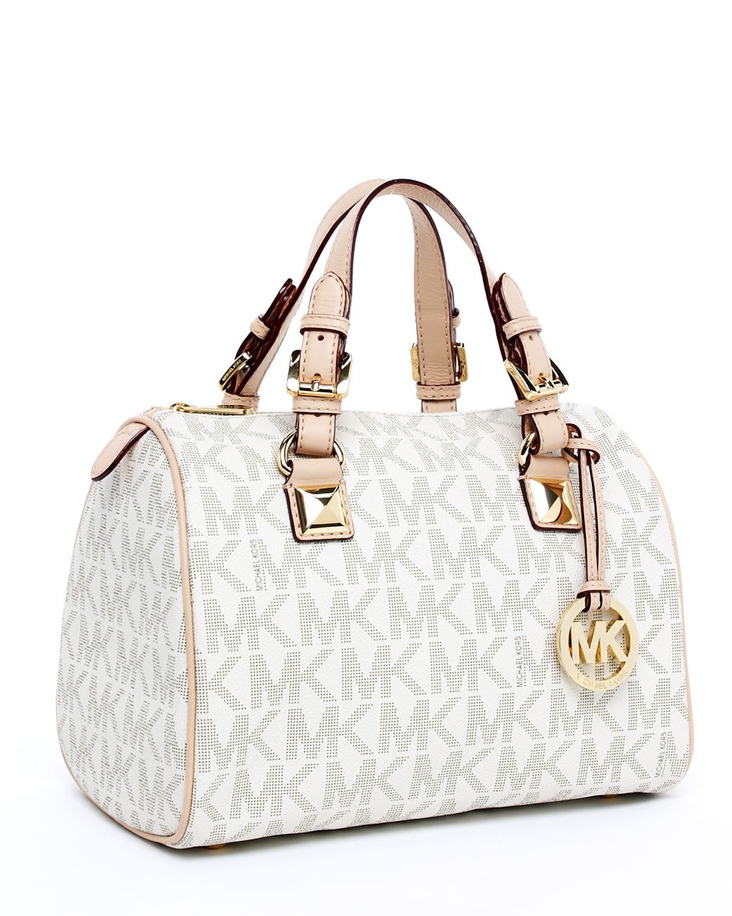 Michael Kors Grayson Signature Pvc Medium Satchel, Vanilla | Lyst