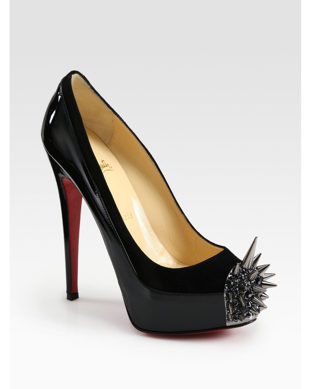 Christian Louboutin Asteroid Suede and Patent Leather Spike Pumps in Black  | Lyst