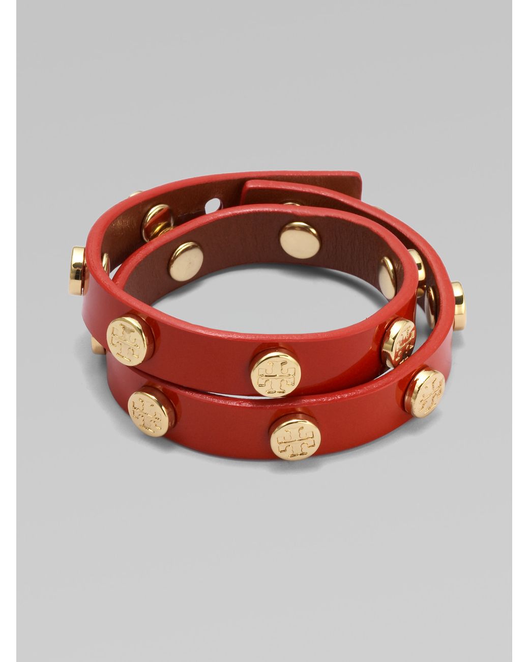 Tory Burch Patent Leather Wrap Bracelet in Red | Lyst