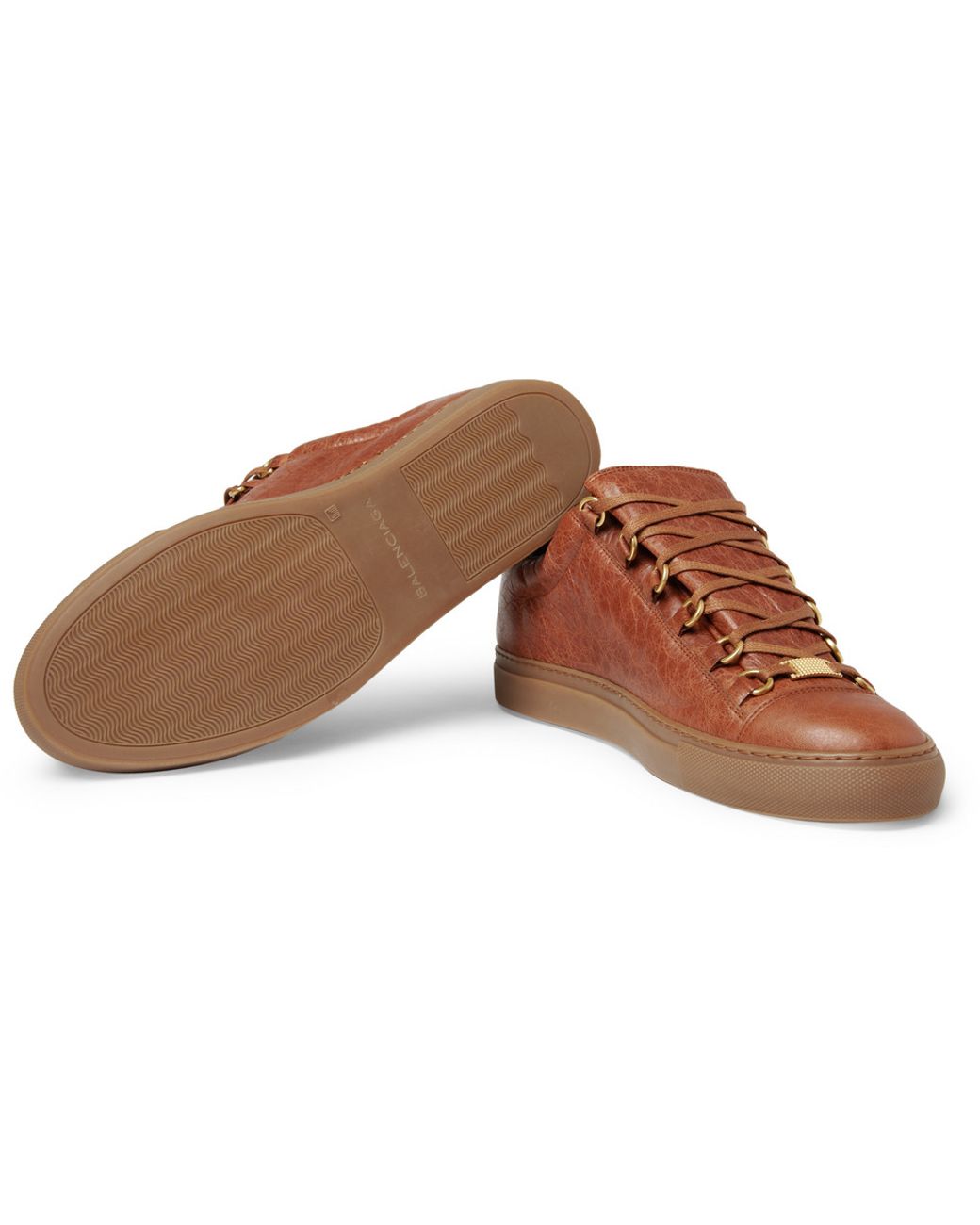 Balenciaga Arena Creased Leather Sneakers in Brown for Men | Lyst
