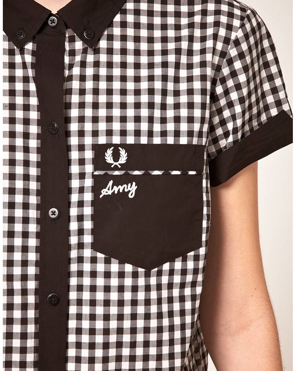 Fred Perry By Amy Winehouse Gingham Bowling Shirt in Black | Lyst