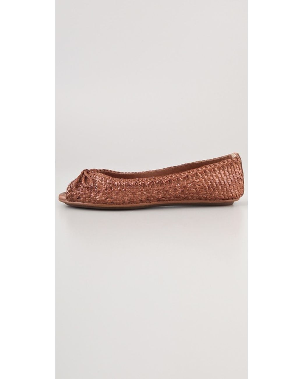 Woven peep shop toe flats