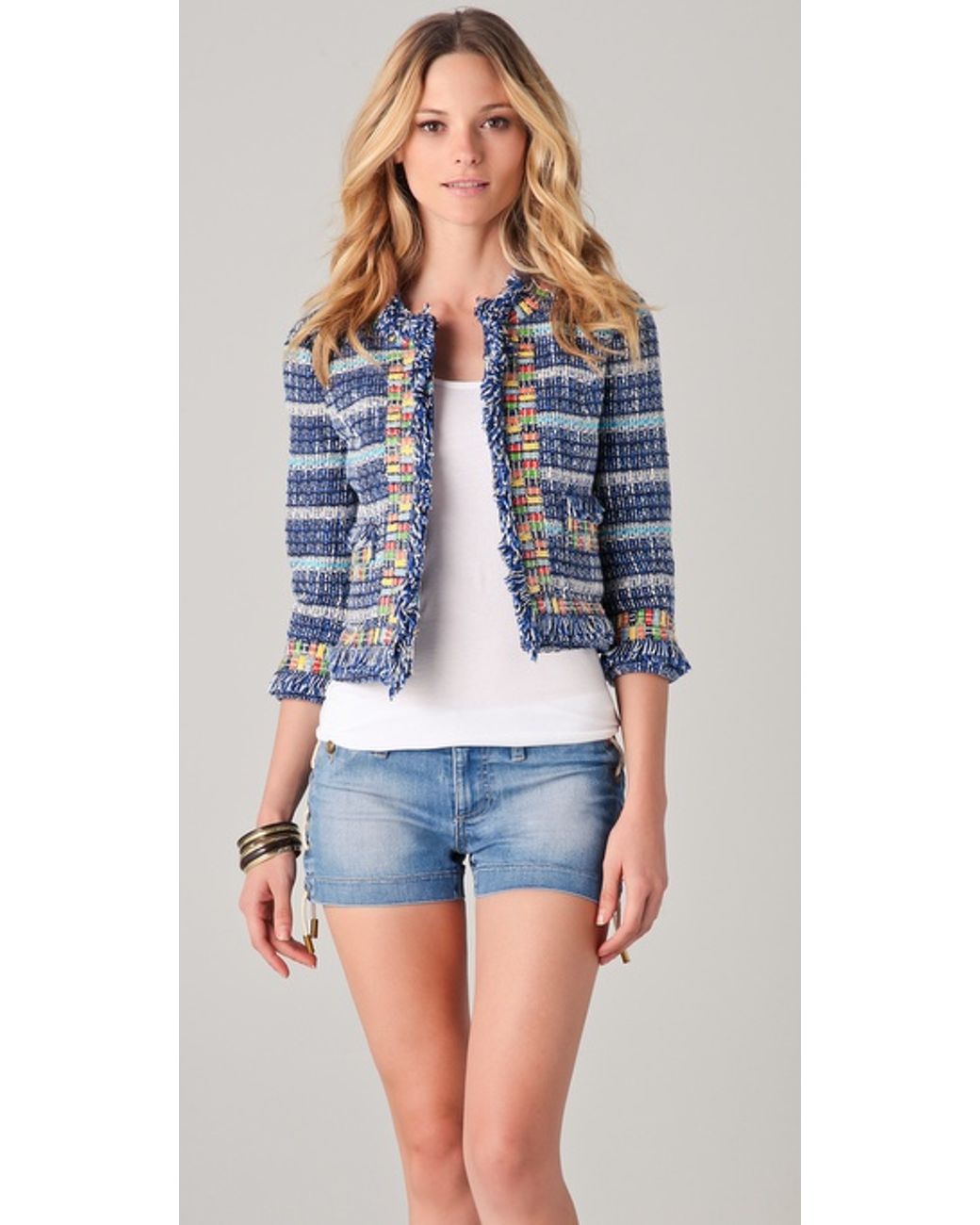 Tory Burch Marion Tweed Jacket in Blue | Lyst