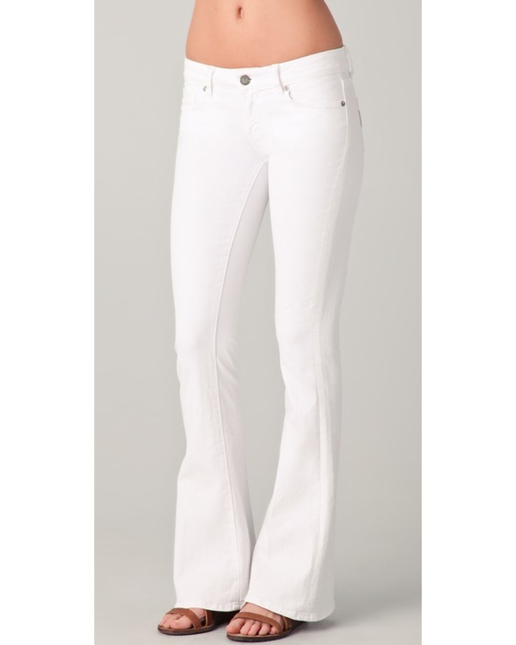PAIGE Lou Lou Petite Skinny Flare Jeans in White Lyst