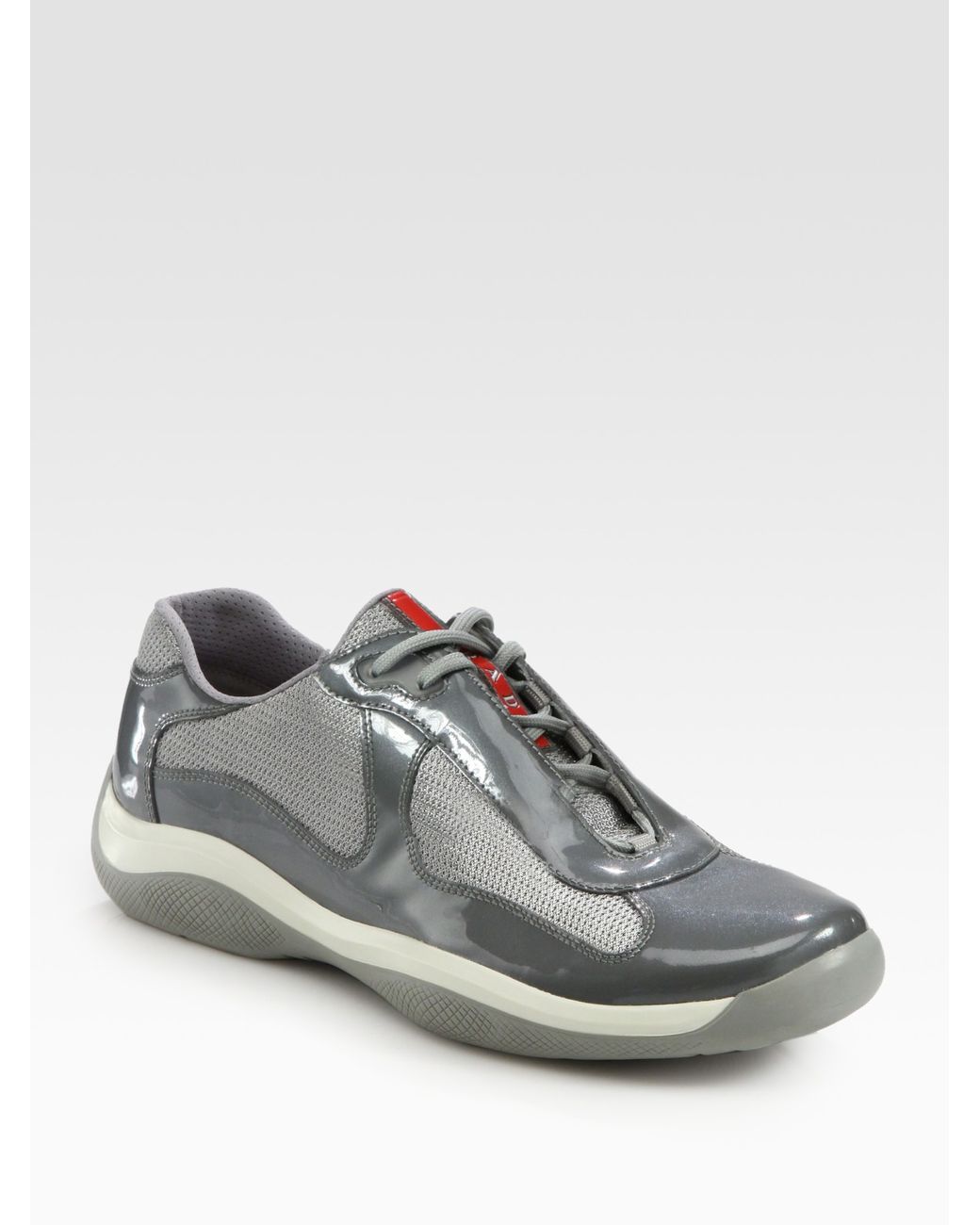 Prada Americas Cup Leather Sneakers in Gray for Men | Lyst