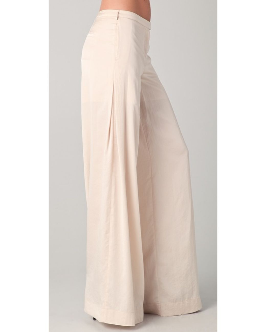 Robert Rodriguez Side Pleat Wide Leg Trousers in Natural | Lyst Canada