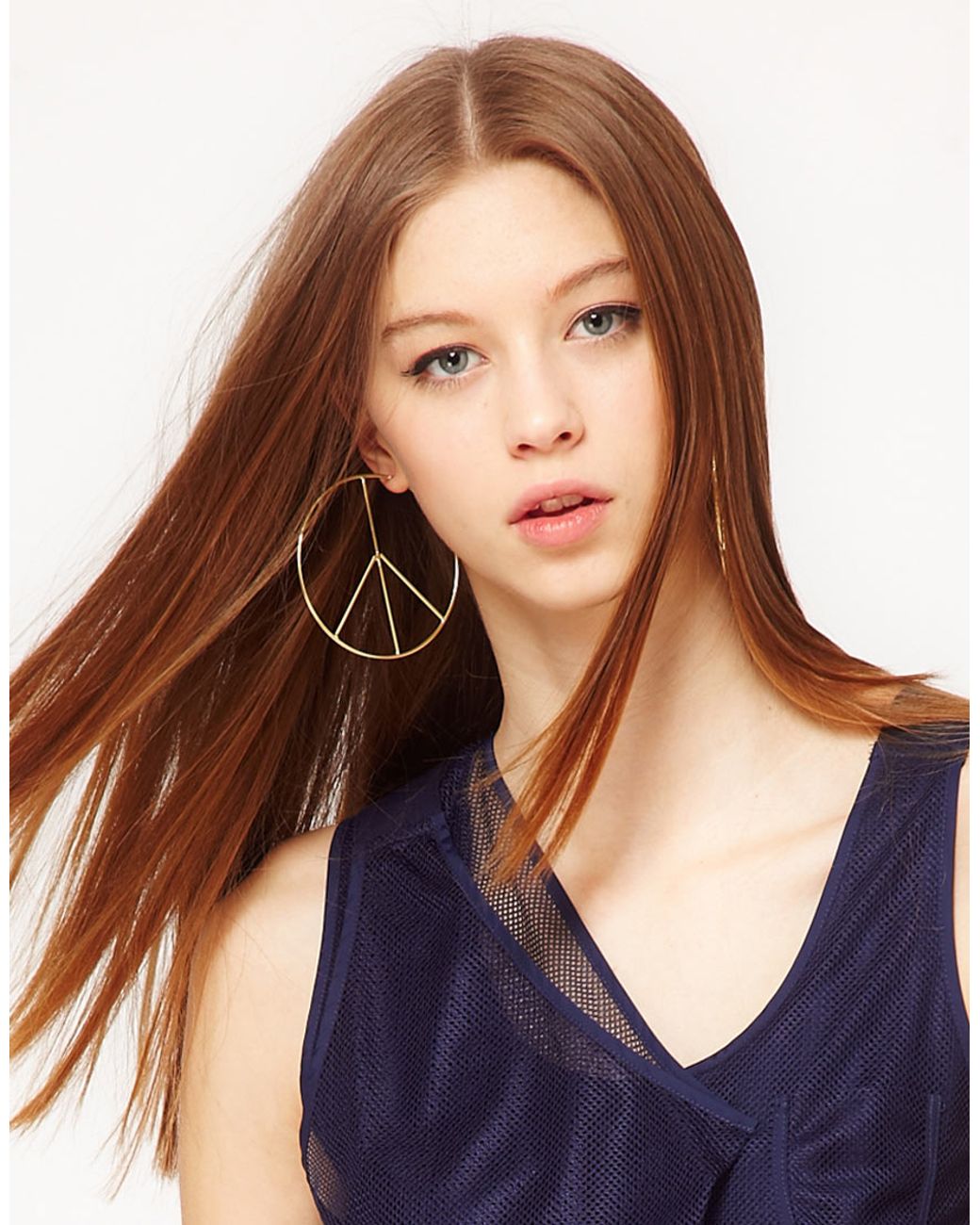 Peace sign hoop earrings deals