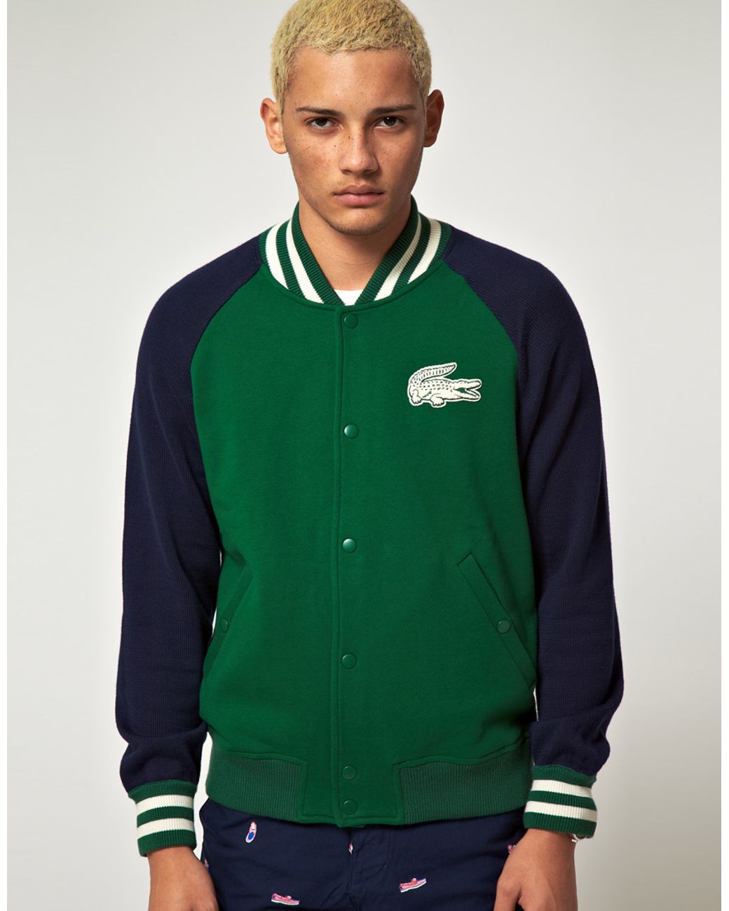 Lacoste Lacoste Live Knitted Baseball Jacket in Green for Men | Lyst