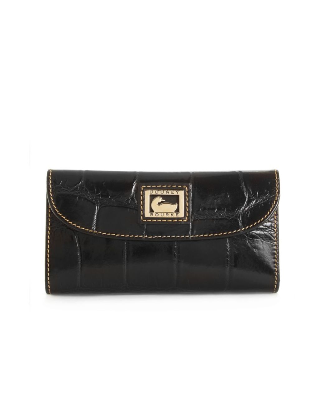 Dooney & Bourke Croco Continental Clutch Wallet in Black