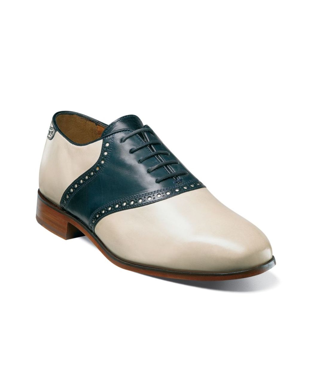 Florsheim Markham Saddle Lace Up Shoes in Bone w/ Navy (Natural) for