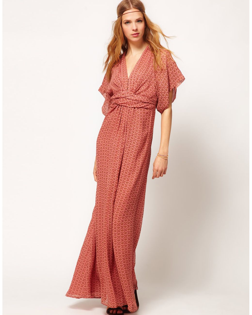 Winter Kate Kimono Maxi Dress in Printed Silk in Blue | Lyst
