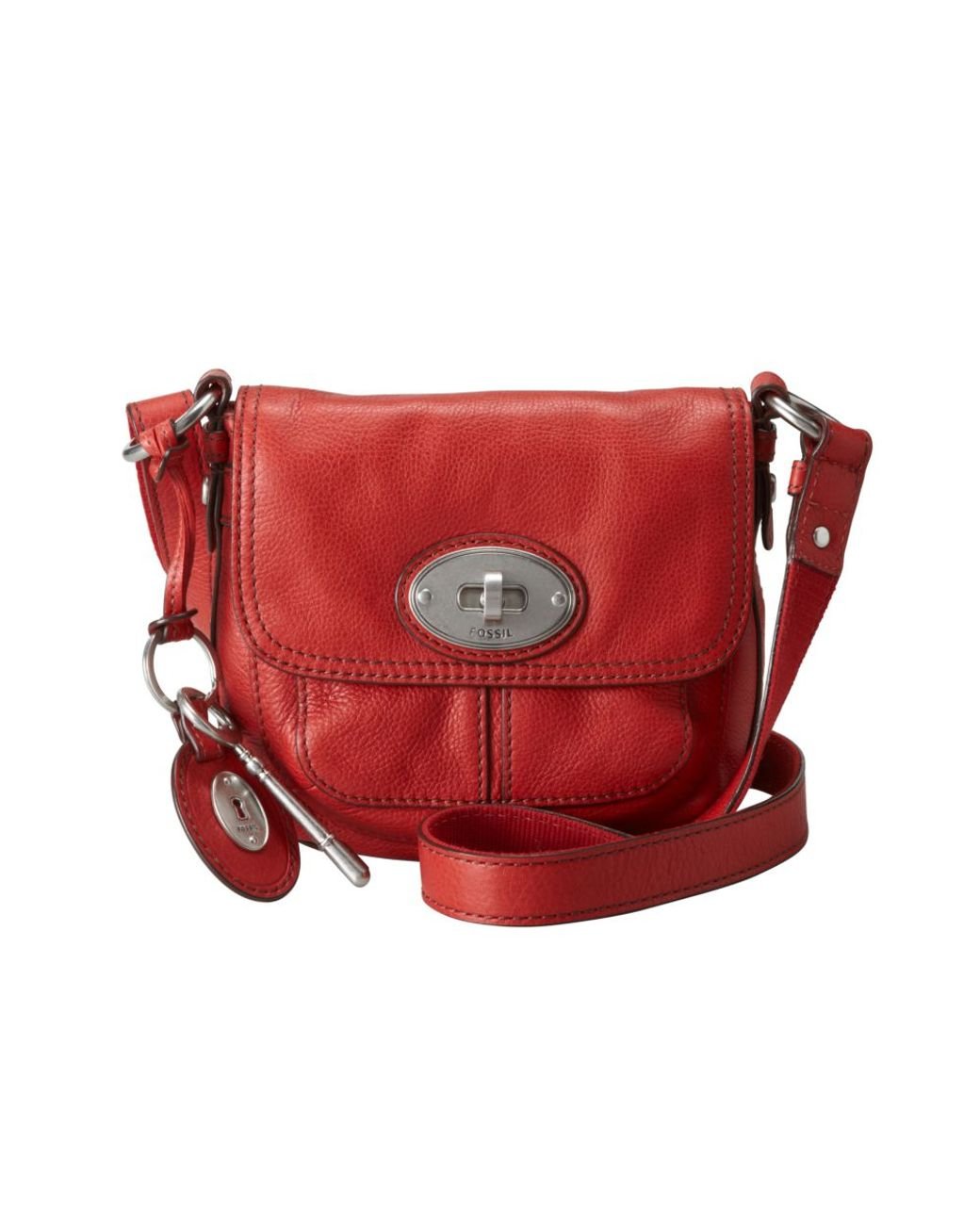 Fossil Maddox Turnlock Crossbody Bag in Red | Lyst