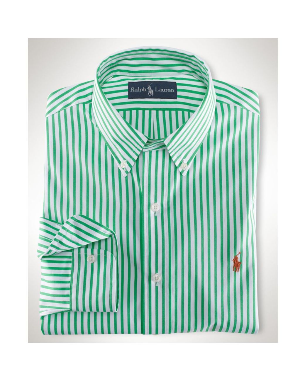 Ralph Lauren Stripe Poplin Shirt in Green for Men | Lyst