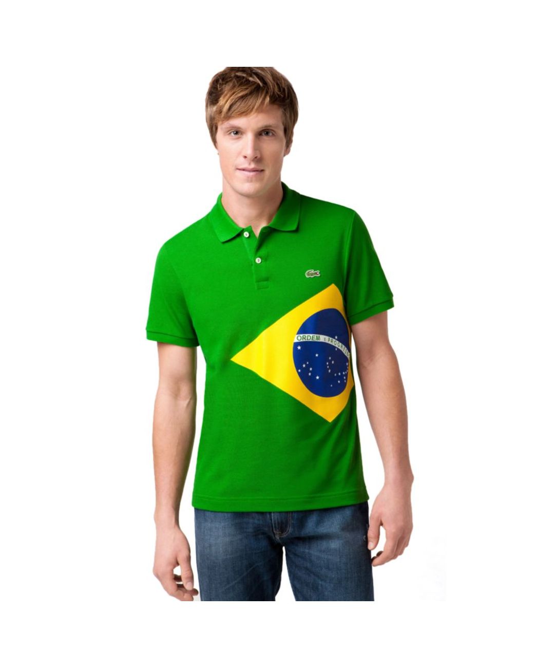 Lacoste Brazil Flag Pique Polo Shirt in Green for Men | Lyst