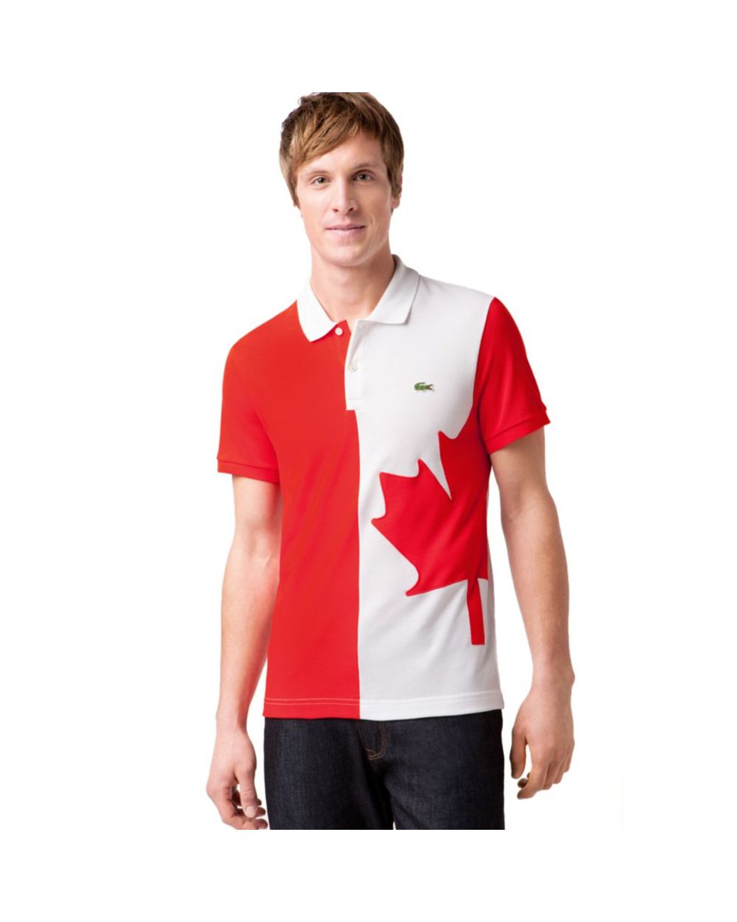 Lacoste Canada Flag Pique Polo Shirt in Red for Men | Lyst