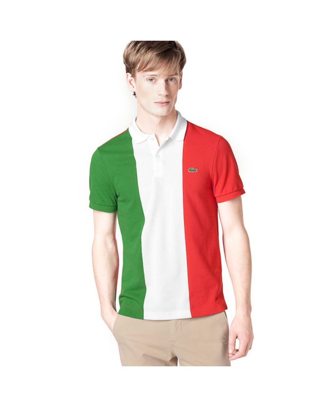 Lacoste Italy Flag Pique Polo Shirt in Green for Men | Lyst