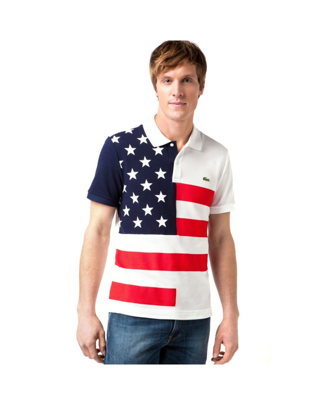 Lacoste Usa Flag Pique Polo Shirt in Blue for Men | Lyst