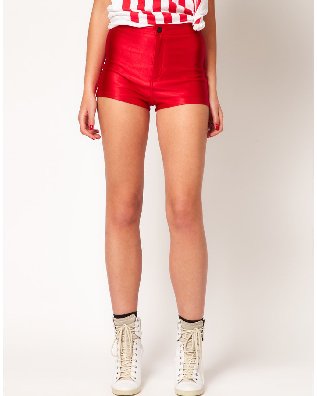 American Apparel American Apparel Disco Shorts in Red  Lyst
