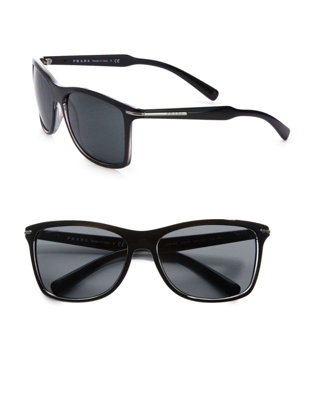 Prada Arrow Wayfarer Sunglasses in Black for Men | Lyst