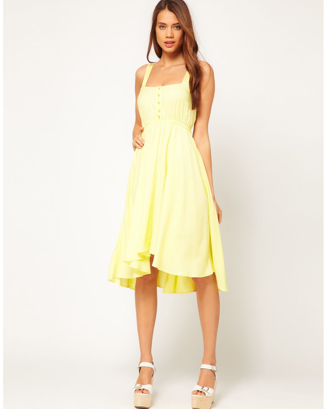 Yellow midi sales summer dress